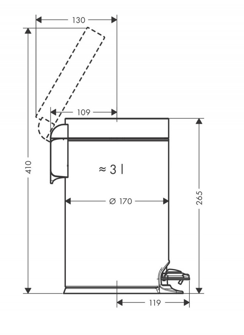 Hansgrohe AddStoris pojemnik na śmieci 3l chrom połysk 41775000