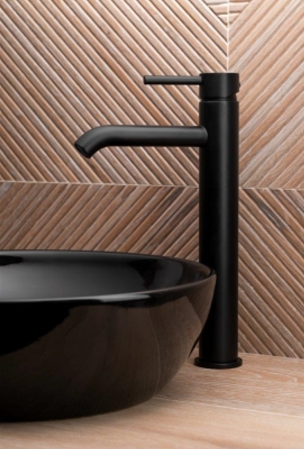 KFA Moza Black bateria umywalkowa wysoka z korkiem klik-klak czarny 5032-612-81