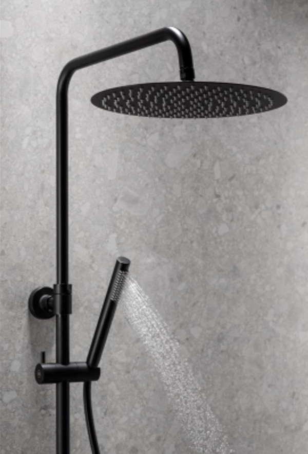 KFA Moza Black termostatyczny zestaw prysznicowy z deszczownicą 30x30 czarny 5736-920-81