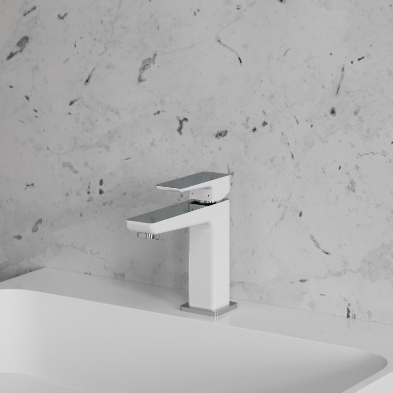 Omnires Parma bateria umywalkowa stojąca biały chrom PM7410CRB