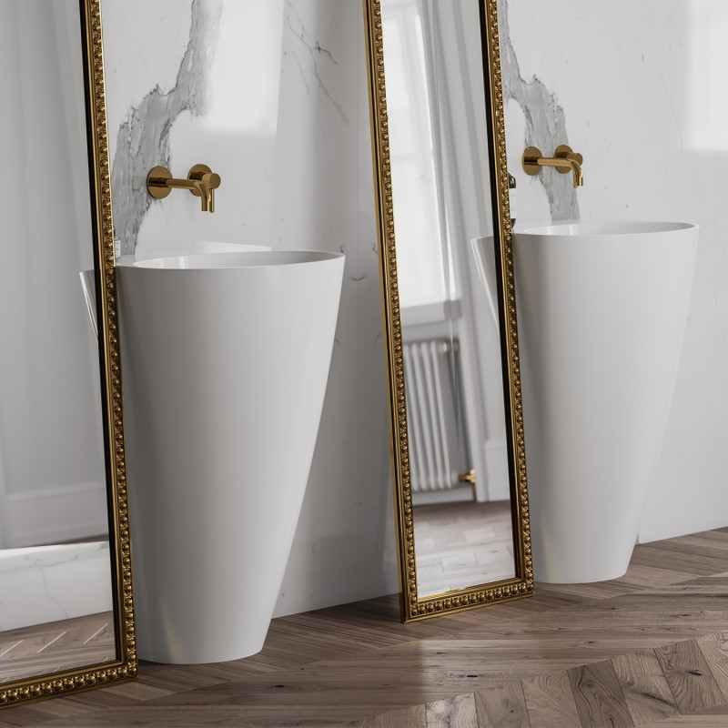 Omnires SIENA Marble+ umywalka wolnostojąca z otworem 55x43 lany marmur biały SIENAUWBP