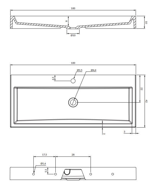 Omnires Thasos umywalka nablatowa 100x42 THASOS1000BP