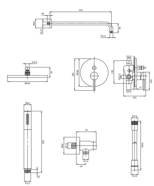 Omnires Y kompletny system prysznicowy podtynkowy czarny SYSY18BL