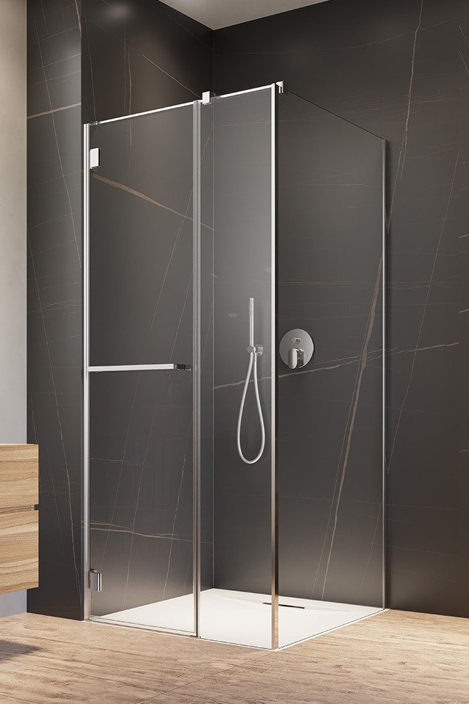 Radaway Carena KDJ kabina prosotkątna 100x90 drzwi otwierane lewe 100 + ścianka 90 chrom przeźroczyste Easy Clean 134444-01-01NL