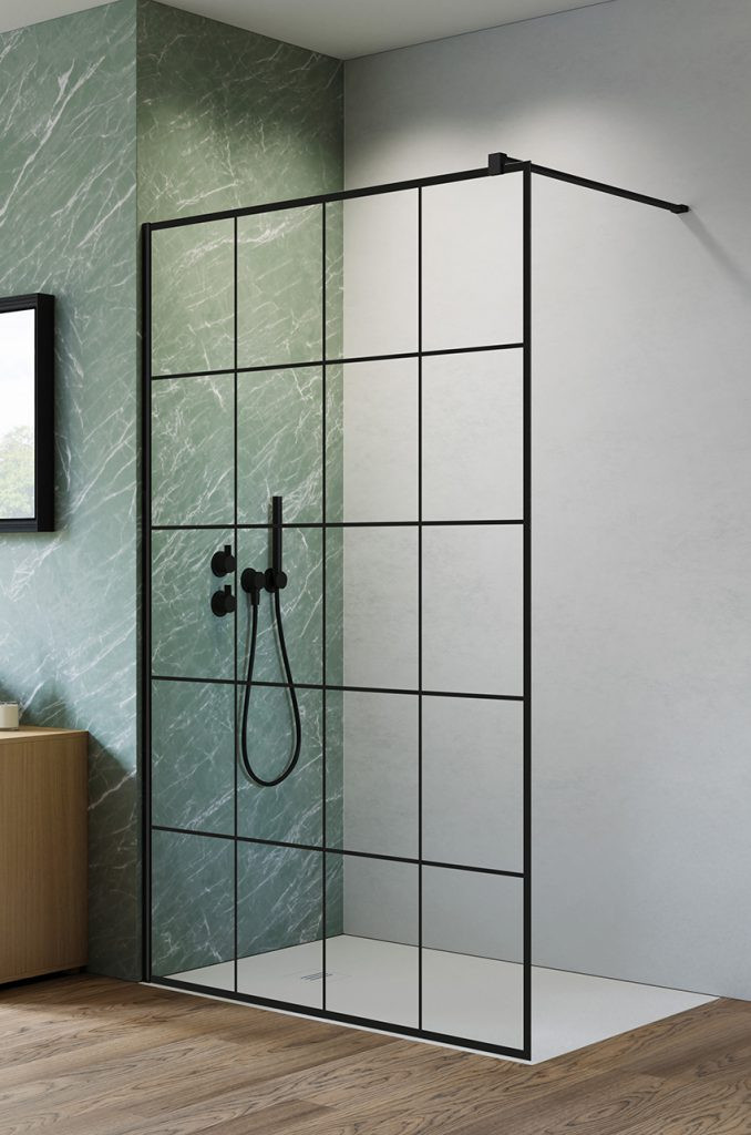 Radaway Nes Black Walk-In II Factory kabina typu Walk-In ścianka 70 cm L/P czarny krata przeźroczyste Easy Clean 10013070-54-55