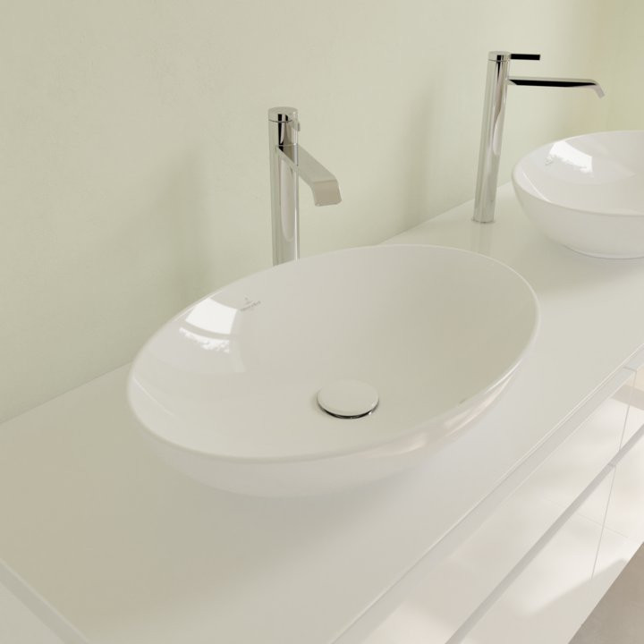 Villeroy&Boch Loop&Friends umywalka stawiana na blat owalna 62x42 cm biała Weiss Alpin CeramicPlus 4A4801R1