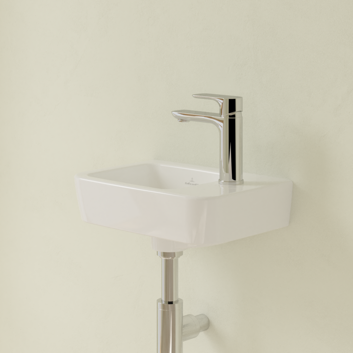 Villeroy&Boch O.Novo umywalka wisząca asymetryczna bez przelewu 36x25 cm biała Weiss Alpin 43433701