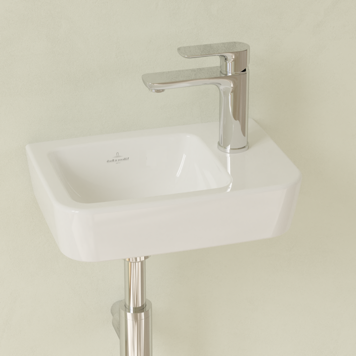 Villeroy&Boch O.Novo umywalka wisząca asymetryczna bez przelewu 36x25 cm biała Weiss Alpin 43433701