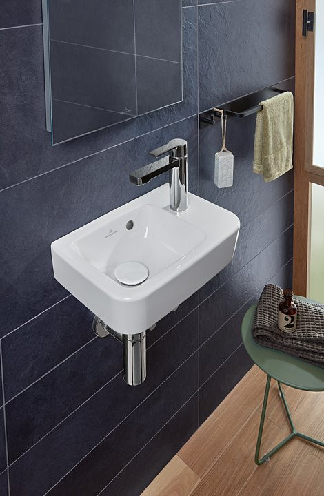 Villeroy&Boch O.Novo umywalka wisząca asymetryczna z przelewem 36x25 cm biała Weiss Alpin 43433601
