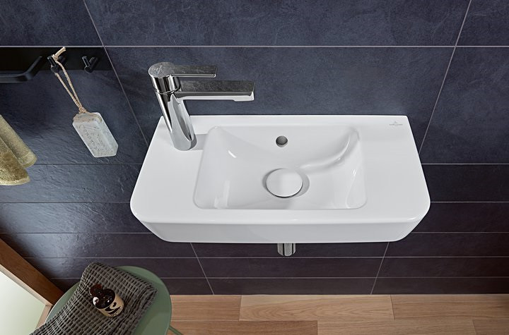 Villeroy&Boch O.Novo umywalka wisząca asymetryczna 50x25 cm lewa biała Weiss Alpin CeramicPlus 4342L5R1