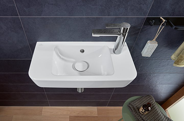 Villeroy&Boch O.Novo umywalka wisząca asymetryczna 50x25 cm prawa biała Weiss Alpin CeramicPlus 4342R5R1