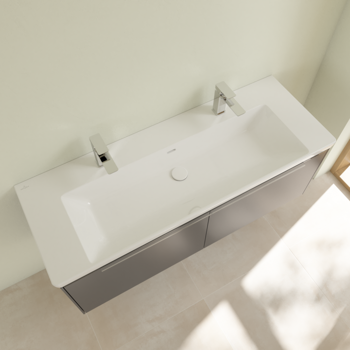 Villeroy&Boch Subway 3.0 umywalka meblowa 130x47 cm z 2 otworami z przelewem weiss alpin CeramicPlus 4A70D4R1