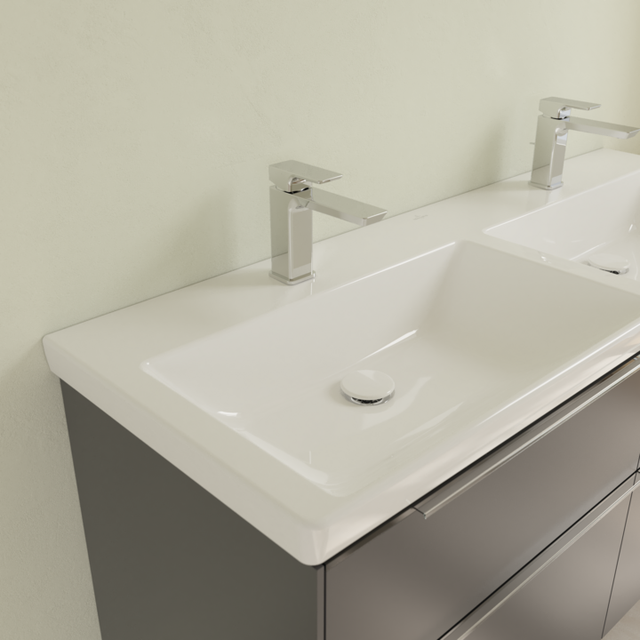 Villeroy&Boch Subway 3.0 umywalka meblowa podwójna 130x47 cm bez przelewu weiss alpin CeramicPlus 4A71D1R1