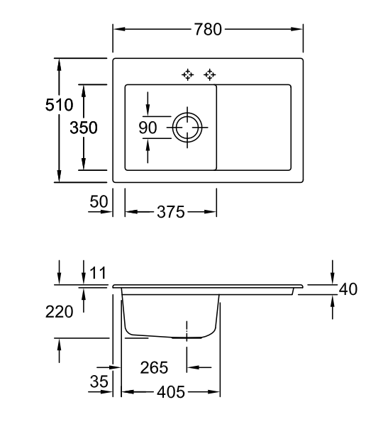 Villeroy&Boch Subway 45 zlewozmywak ceramiczny 1 komora z lewej strony Snow White CeramicPlus 677202KG
