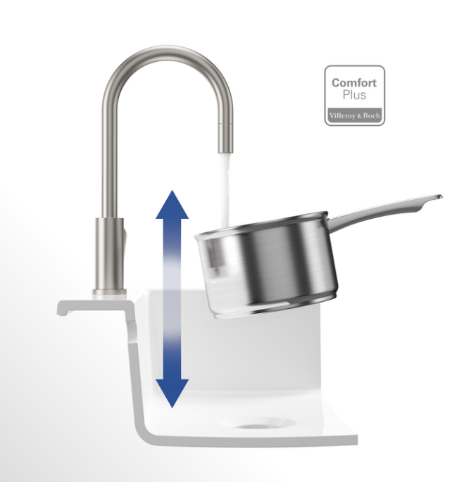 Villeroy&Boch Umbrella Flex bateria kuchenna z wyciąganą wylewką stal szczotkowana 925400LC