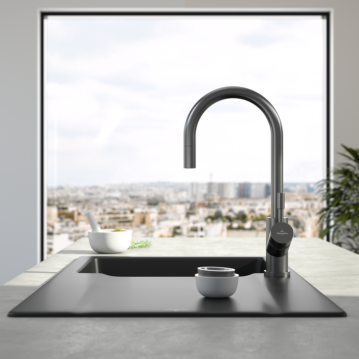 Villeroy&Boch Umbrella Flex bateria kuchenna z wyciąganą wylewką antracyt 92540005