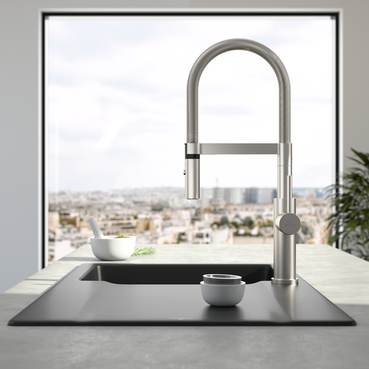 Villeroy&Boch Steel Expert 2.0 bateria kuchenna z elastyczną wylewką stal szczotkowana 928000LC