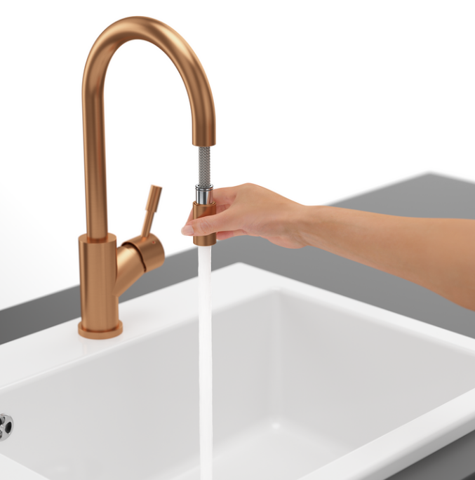 Villeroy&Boch Umbrella Flex bateria kuchenna z wyciąganą wylewką miedziany 92540004