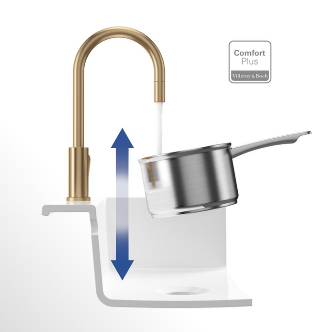 Villeroy&Boch Umbrella Flex bateria kuchenna z wyciąganą wylewką złoty matowy 92540003