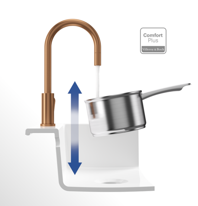 Villeroy&Boch Umbrella Flex bateria kuchenna z wyciąganą wylewką miedziany 92540004