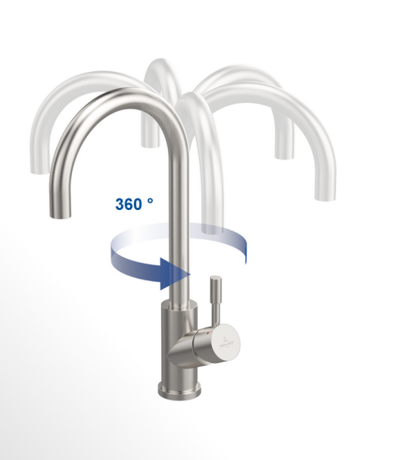 Villeroy&Boch Umbrella Flex bateria kuchenna z wyciąganą wylewką stal szczotkowana 925400LC