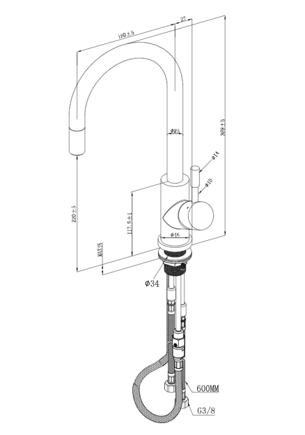 Villeroy&Boch Umbrella Flex bateria kuchenna z wyciąganą wylewką złoty matowy 92540003