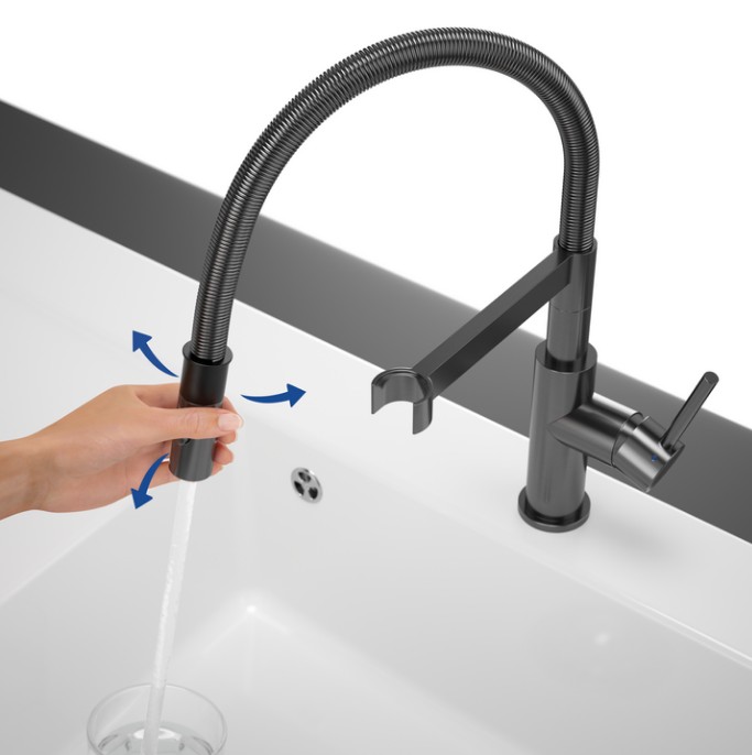 Villeroy&Boch Steel Expert Compact bateria kuchenna z elastyczną wylewką antracyt 92730005