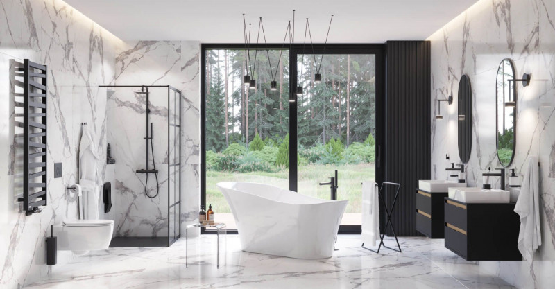 Excellent Revia lustro owalne 100x50 w ramie czarny mat DOEX.RE100.050.BL