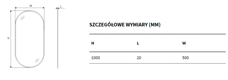 Excellent Revia lustro owalne 100x50 w ramie czarny mat DOEX.RE100.050.BL