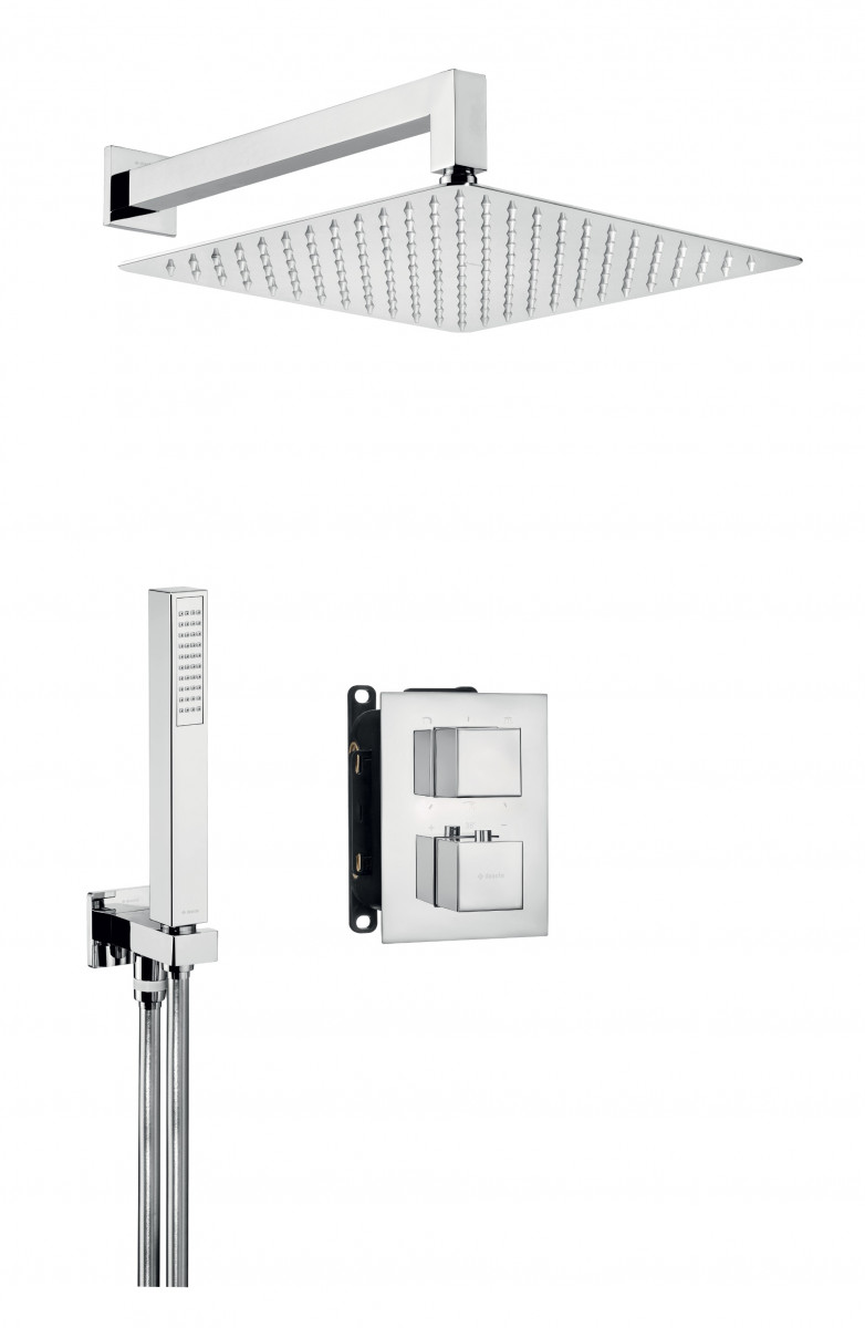 Deante Box zestaw podtynkowy z termostatem i deszczownicą 30x30 kompletny chrom BXYZ0EAT