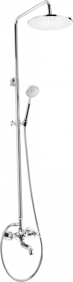 Deante Temisto zestaw prysznicowy z deszczownicą 25x25 i wylewką wannową chrom połysk NAC01QT