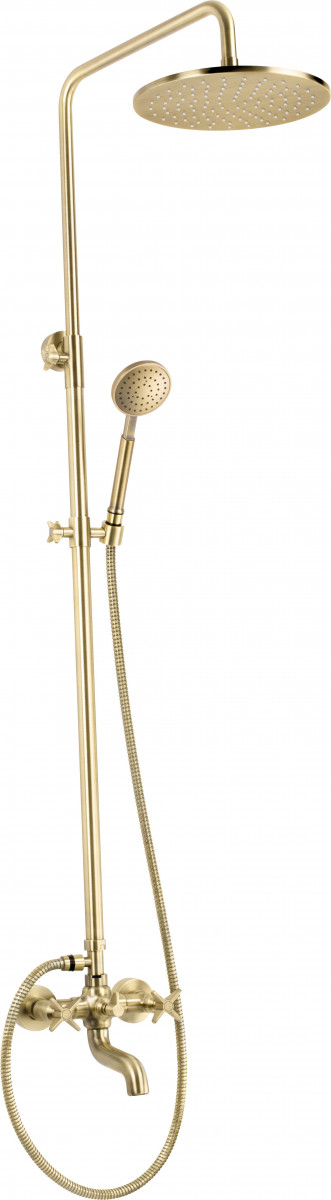 Deante Temisto zestaw prysznicowy z deszczownicą 25x25 i wylewką wannową mosiądz NACM1QT