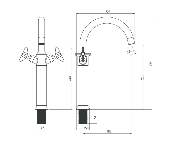 Deante Temisto Nero bateria umywalkowa wysoka z korkiem klik-klak czarny matowy BQTN25D
