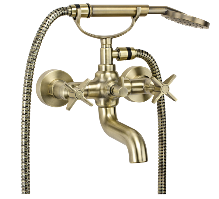 Deante Temisto bateria wannowa ścienna mosiądz BQTM11D