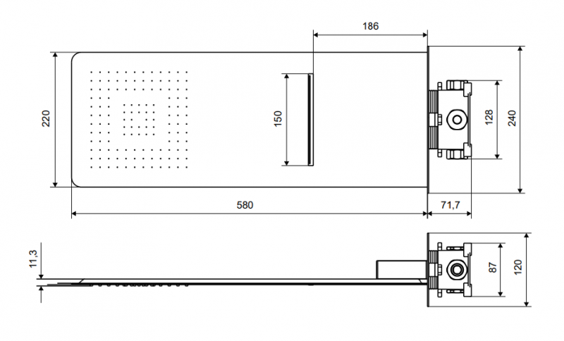 Excellent deszczownica głowica prysznicowa ścienna 2-funkcyjna chrom AREX.3080CR