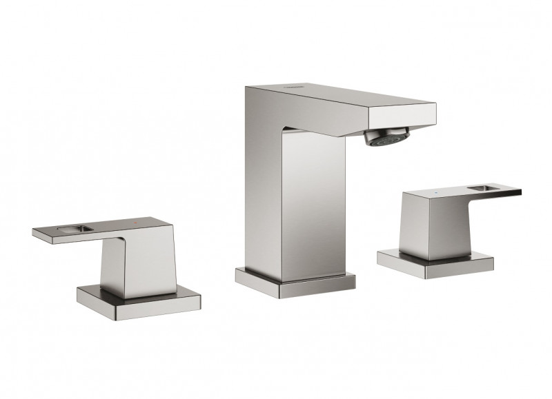Grohe Eurocube bateria umywalkowa trzyotworowa z korkiem stal nierdzewna 20351DC0
