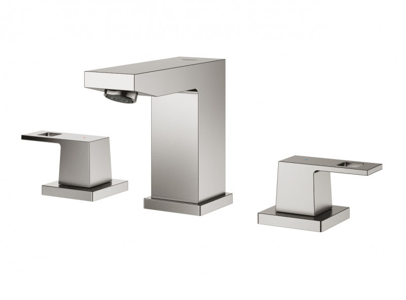 Grohe Eurocube bateria umywalkowa trzyotworowa z korkiem stal nierdzewna 20351DC0