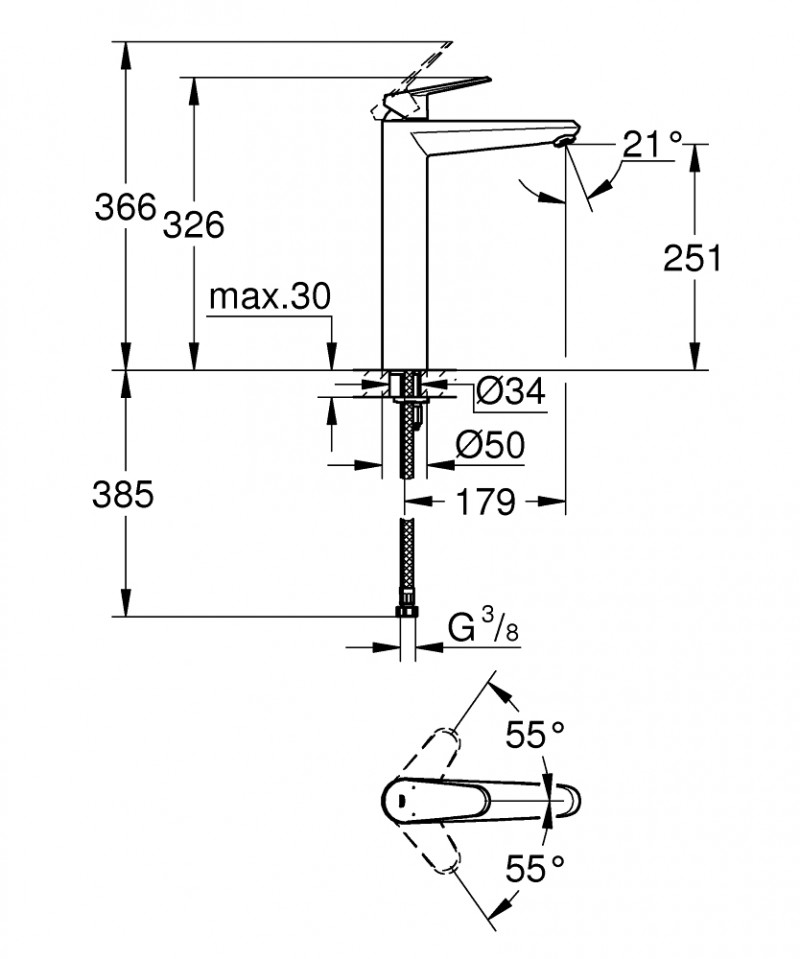 Grohe Eurodisc Cosmopolitan bateria umywalkowa wysoka XL chrom połysk 23432000