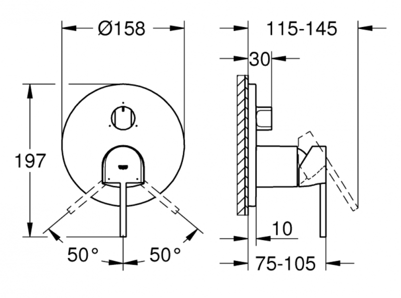 Grohe Plus bateria podtynkowa 3-drożna stal nierdzewna 24093DC3