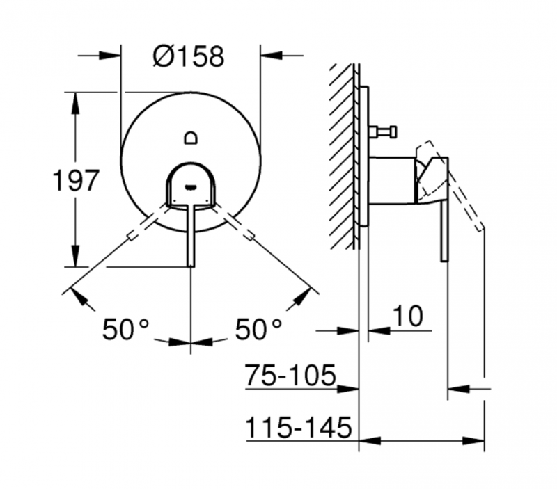 Grohe Plus bateria prysznicowo-wannowa podtynkowa grafit szczotkowany Brushed Hard Graphite 24060AL3