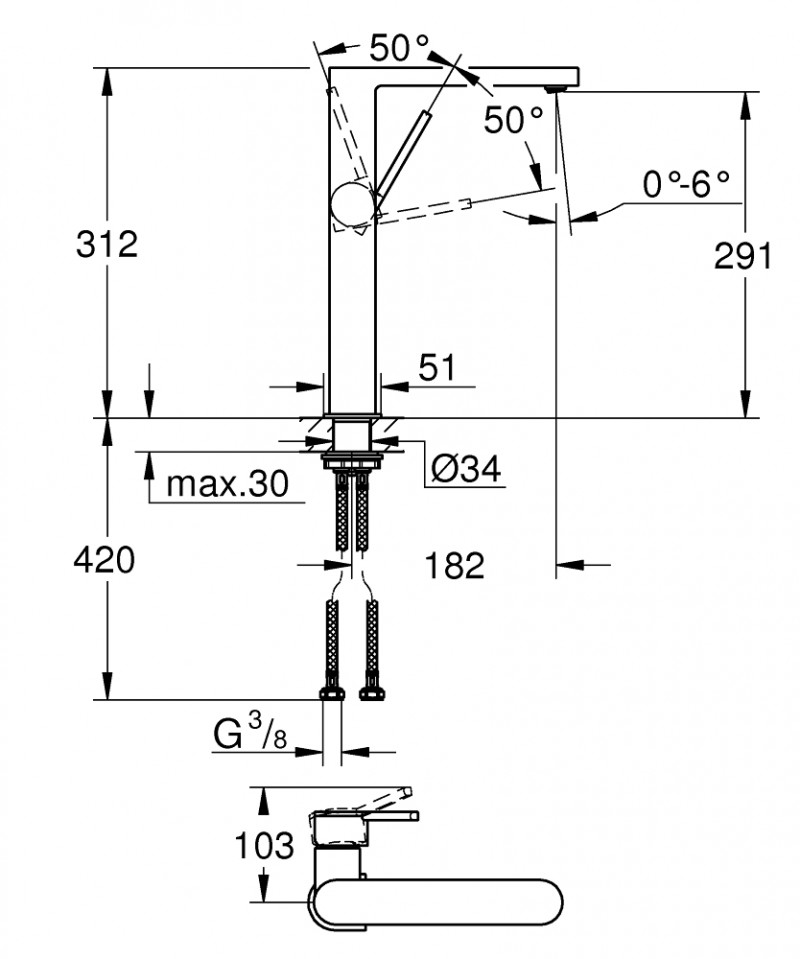 Grohe Plus bateria umywalkowa wysoka XL stal nierdzewna 32618DC3
