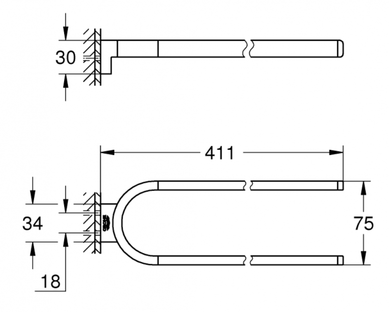 Grohe Selection wieszak na ręcznik dwuramienny nieobrotowy stal nierdzewna 41059DC0