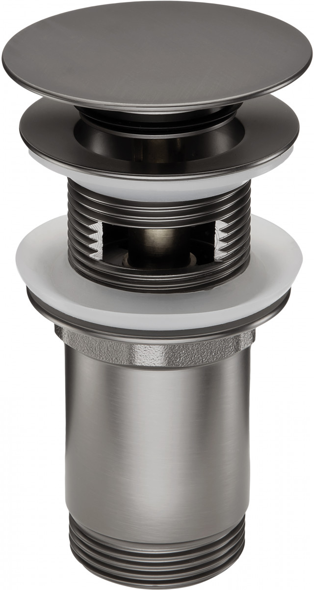 Deante korek umywalkowy click-clack  uniwersalny okrągły z przelewem titanium NHCD10U