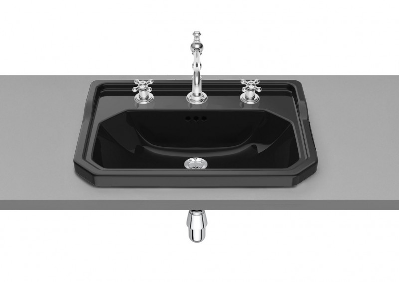 Roca Carmen umywalka wpuszczana w blat retro 60 cm czarny A3270A5563