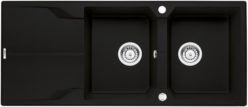 Deante Andante zlewozmywak granitowy 2 komory z ociekaczem czarny matowy ZQNN213