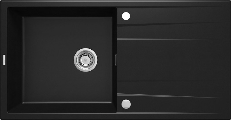 Deante Eridian zlewozmywak granitowy 1 komora z ociekaczem czarny matowy ZQEN713
