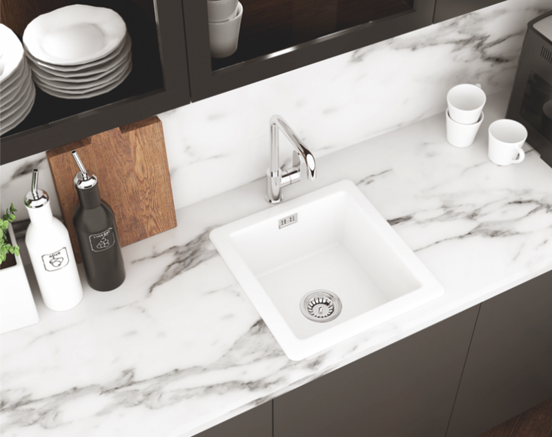 Deante Sabor zlewozmywak ceramiczny 1 komora bez ociekacza biały połysk ZCB6103