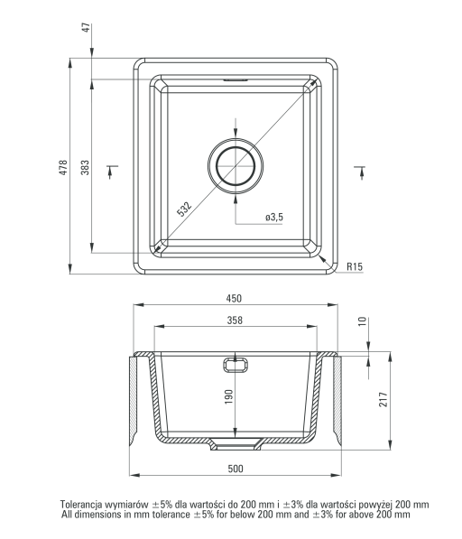 Deante Sabor zlewozmywak ceramiczny 1 komora bez ociekacza biały połysk ZCB6103