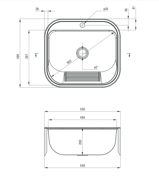 Deante zlewozmywak gospodarczy 1 komora z otworem stal satyna ZYK010B