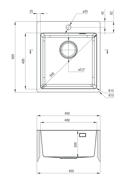 Deante Olfato zlewozmywak 1 komora bez ociekacza stal satyna ZPO010A